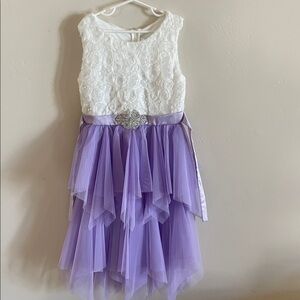 Emily Rose White and Purple Floral Dress girls size 10